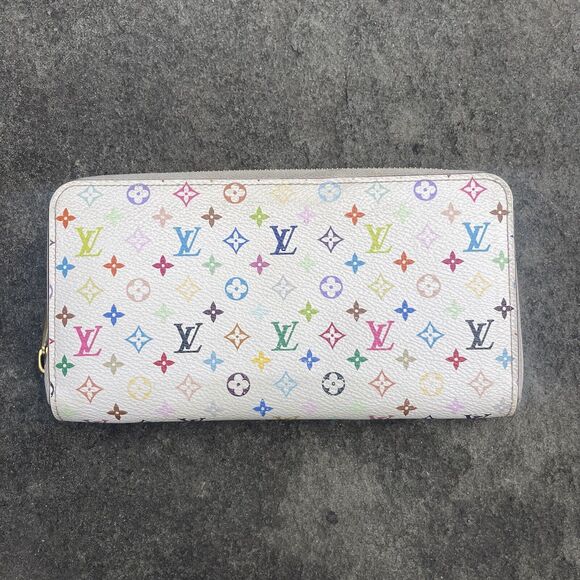 Louis Vuitton Handbags - Louis Vuitton White Multicolor Coated Canvas Monogram Zippy Wallet Murakami